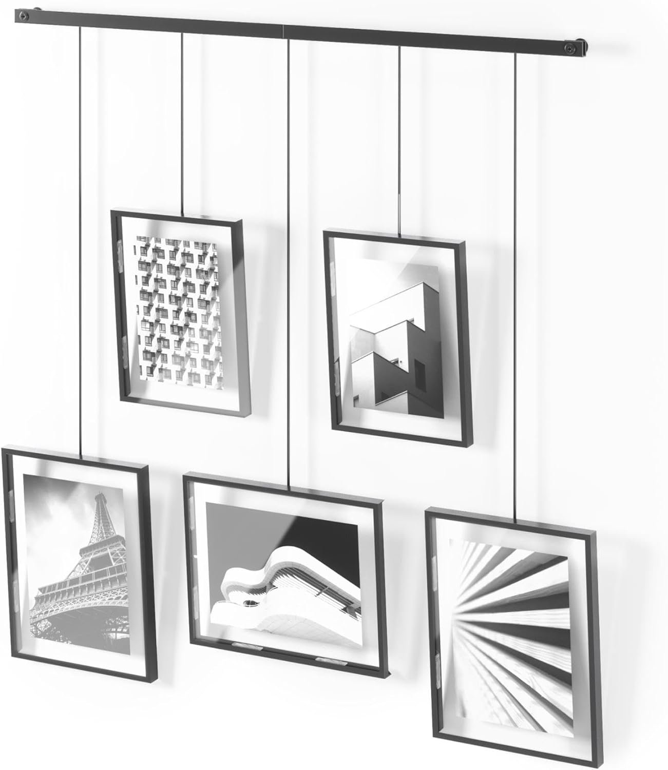 150 Trending Home Decor Products 13 Umbra Exhibit Picture Frame Gallery Set, Adjustable Wall Collage Displays Five Photos (Two 4x6 and Three 5x7), Set of 5, Black