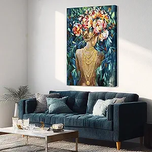 150 Trending Home Decor Products 7 Blue Modern Wall Art, Colorful Flower Wall Decor, Posters for Room, Framed Wall Art for Living Room, Office, and Dining Room, 24" x 36"