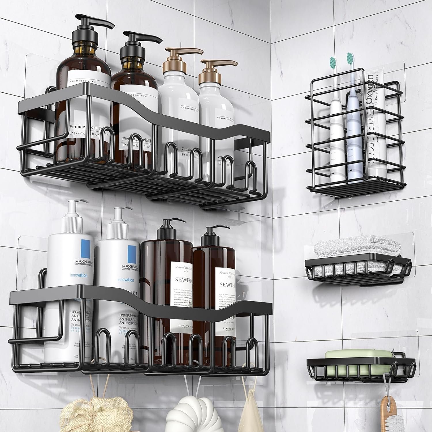 150 Trending Home Decor Products 14 EUDELE Adhesive Shower Caddy, 5 Pack Rustproof Stainless Steel Bath Organizers With Large Capacity, No Drilling Shelves for Bathroom Storage & Home Decor