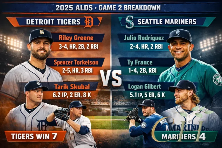 Detroit Tigers vs Seattle Mariners Match Player Stats – 2025 ALDS Game 2 Breakdown 7 Detroit Tigers vs Seattle Mariners Match Player Stats