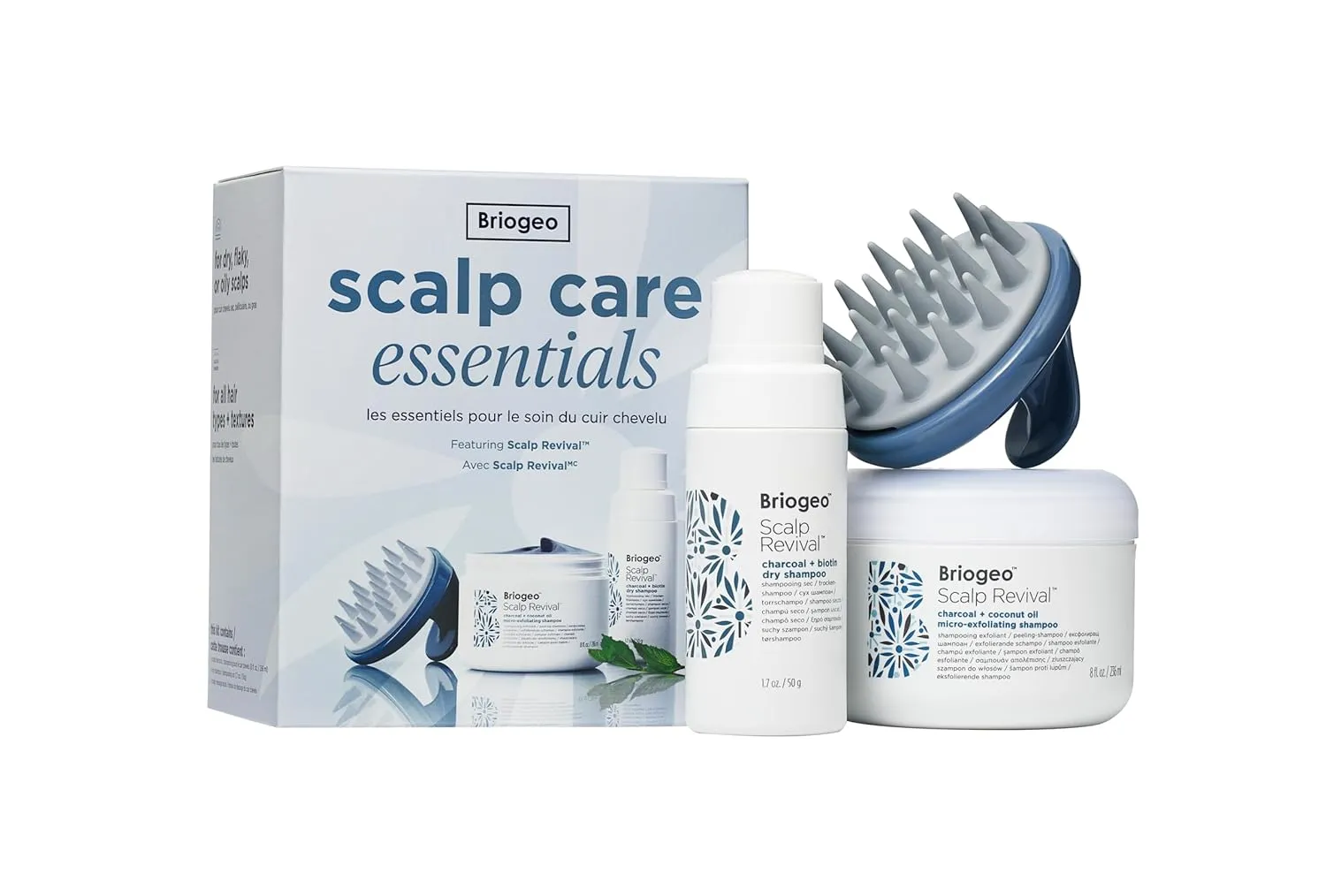 Briogeo Scalp Revival Scalp Care Essentials Set | Detox & Hydrate Your Scalp with Charcoal- + Tea Tree-Infused Treatments | Vegan & Cruelty Free