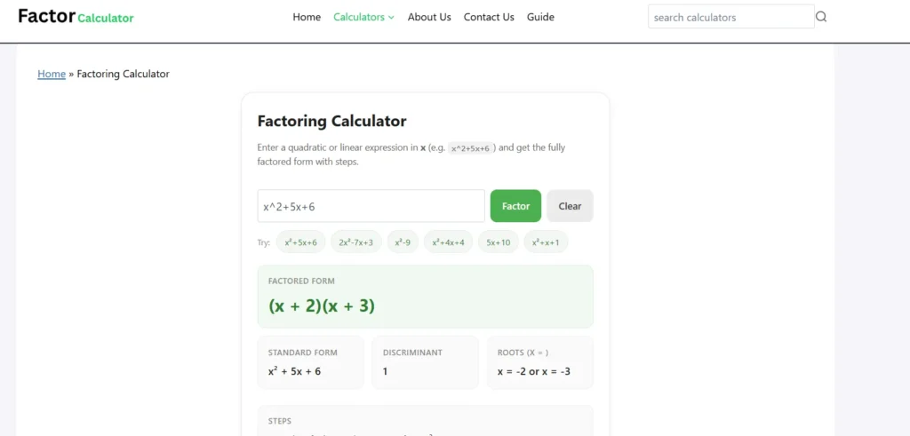 Factoring Calculator: Factor Any Number or Algebraic Expression Step by Step