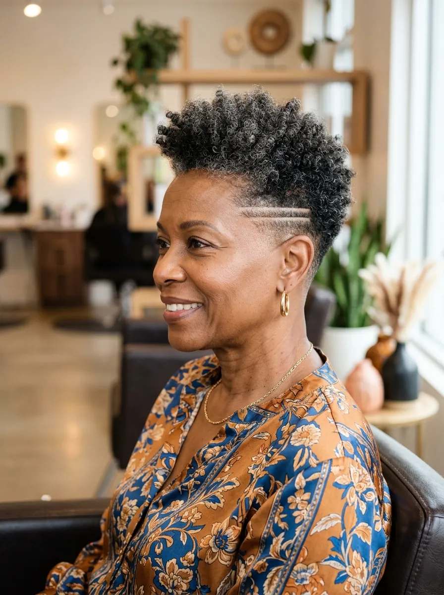 19 Bold & Chic Shaved Hairstyles for Mature Black Women—Low-Maintenance Looks